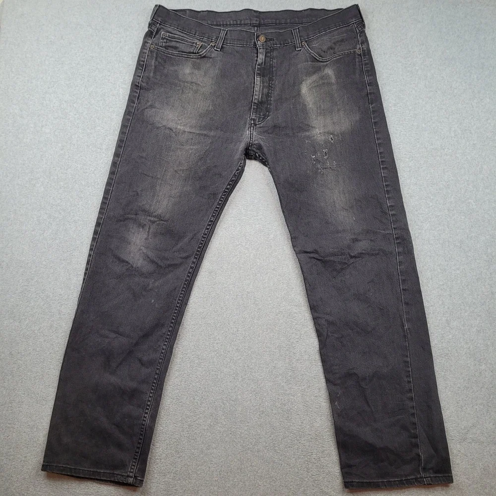 Levi's 505 Regular‎ Fit Jeans Mens 40x32 Black Distressed Straight Leg Denim
